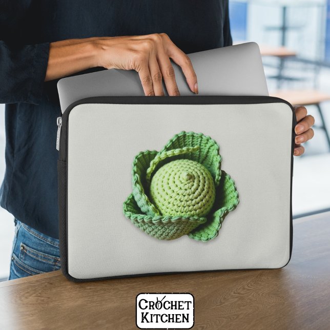 Capa Para Notebook Kitsch Modern Green Granny Garden Crochet Cabbage (Criador carregado)