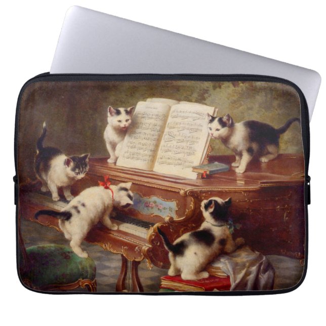 Capa Para Notebook Kittens e Piano (Frente)