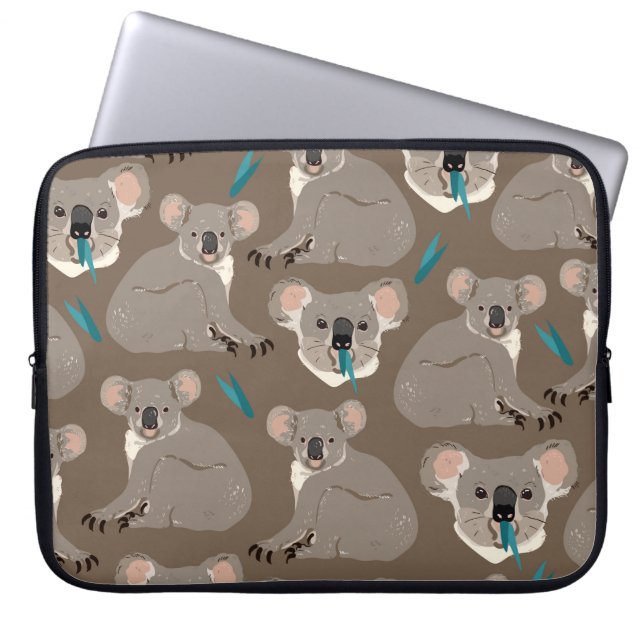 Capa Para Notebook Koala sobre fundo castanho neutro, sem costura (Frente)