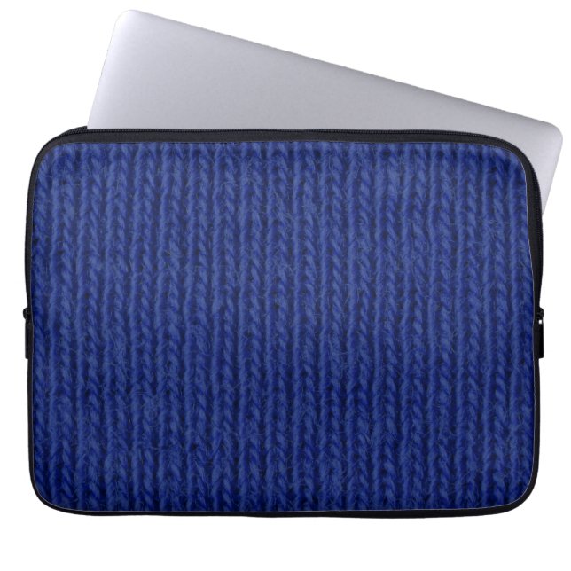 Capa Para Notebook Lã azul tecida de perto (Frente)