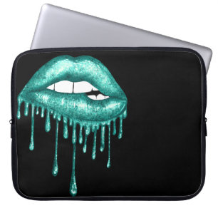 CAPA PARA NOTEBOOK LÁBIOS DE DISQUETE DE GELO VERDE TEAL