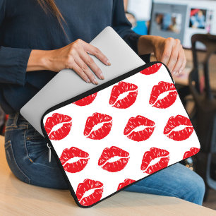 Capa Para Notebook Lábios Vermelhos, Batom Vermelho, Beijo, Padrão De