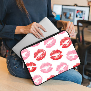 Capa Para Notebook Lábios Vermelhos e Rosa, Padrão De Lábios, Batom,