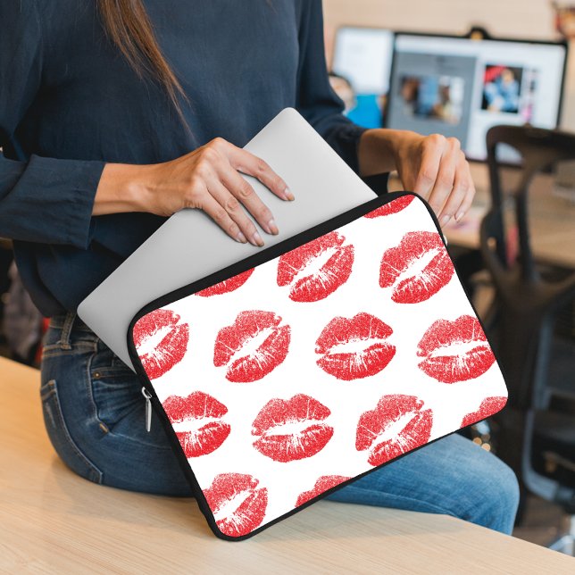 Capa Para Notebook Lábios Vermelhos, Padrão De Lábios, Batom Vermelho (Criador carregado)