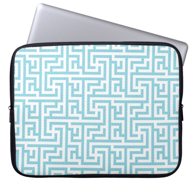 Capa Para Notebook Labirinto Azul Claro e Branco (Frente)