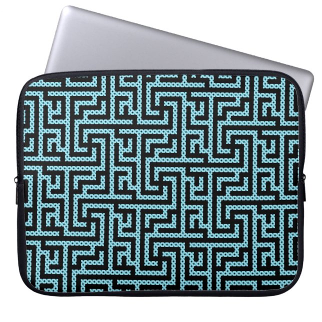 Capa Para Notebook Labirinto Azul e Preto (Frente)