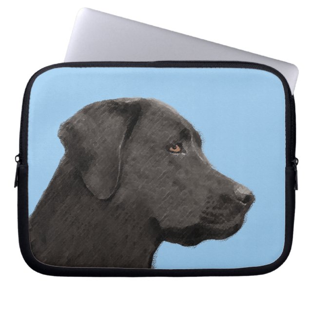 Capa Para Notebook Labrador Retriever Black Painting Original Dog Art (Frente)