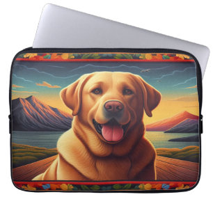 Capa Para Notebook Labrador Retriever Dog Paisagem floral