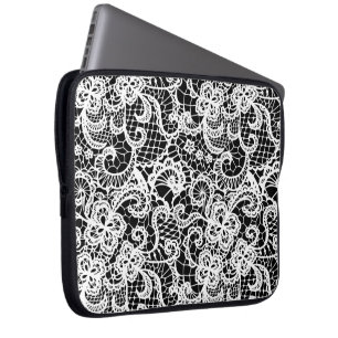 Capa Para Notebook Lace Branco Em Preto