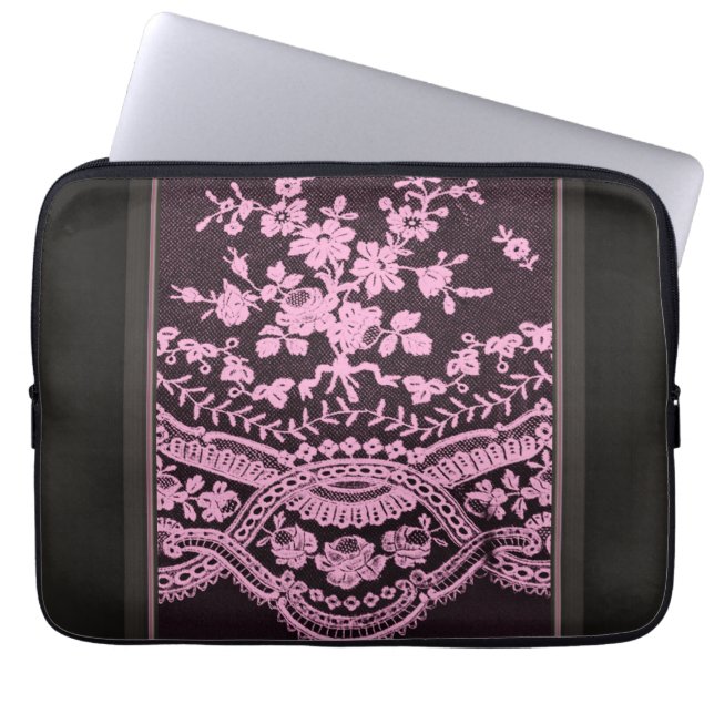 Capa Para Notebook Lace Floral Rosa (Frente)