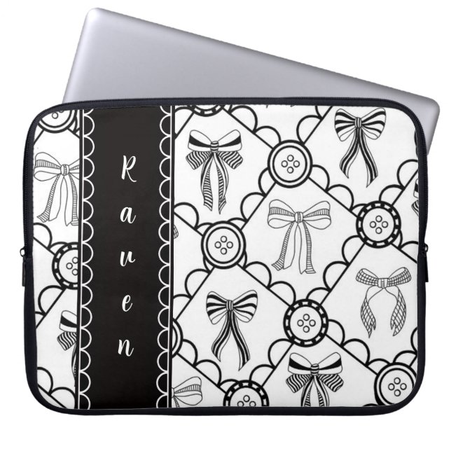 Capa Para Notebook Laço Preto Coquete (Frente)