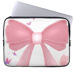 Capa Para Notebook Laço Rosa Coquette e Cerejas Estética em Colagem –