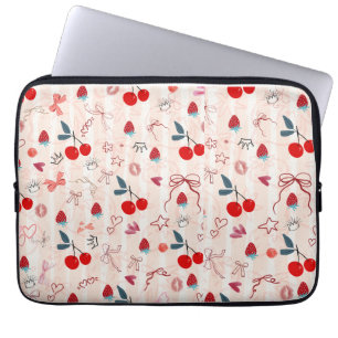 Capa Para Notebook Laços e Estrelas de Cereja Doce Design Estético