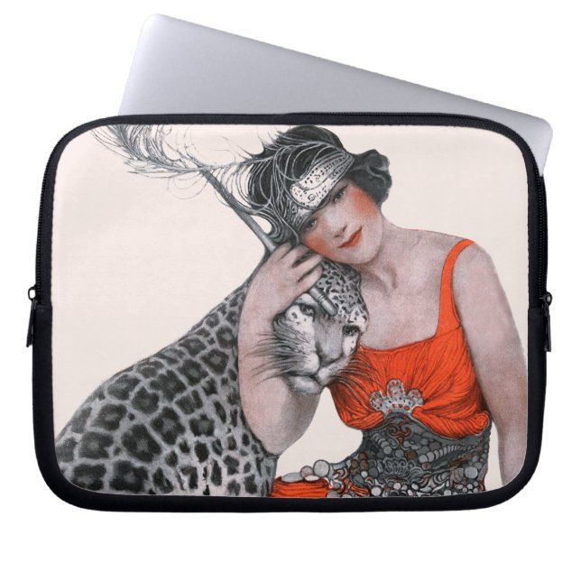 Capa Para Notebook Lady e Leopard (Frente)