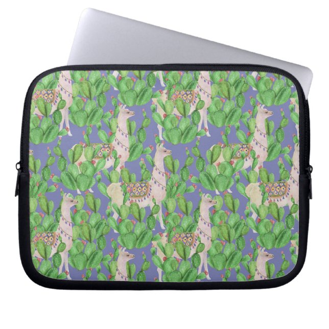 Capa Para Notebook Lama da aguarela & teste padrão de Catus (Frente)