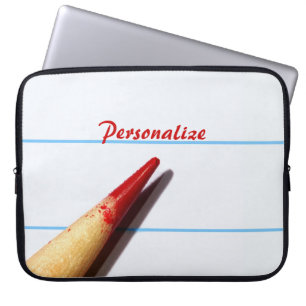 Capa Para Notebook Lápis Vermelho Em Papel Vinculado Com Nome
