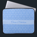 Capa Para Notebook Laptop azul de 15 polegadas inspirado na costura<br><div class="desc">O caso bonito de laptop com padrão é perfeito para qualquer um que ama ser chique por toda a cidade. Personalize este item com o seu nome. Este exemplo diz: "Clara Nicholson". Este padrão único foi projetado por Sarah Trett.</div>