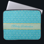 Capa Para Notebook Laptop azul de 15 polegadas inspirado na costura<br><div class="desc">O caso bonito de laptop com padrão é perfeito para qualquer um que ama ser chique por toda a cidade. Personalize este item com o seu nome. Este exemplo diz: "Melody Richardson". Este padrão único foi projetado por Sarah Trett.</div>