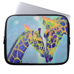 Capa Para Notebook laptop azul dos girafas