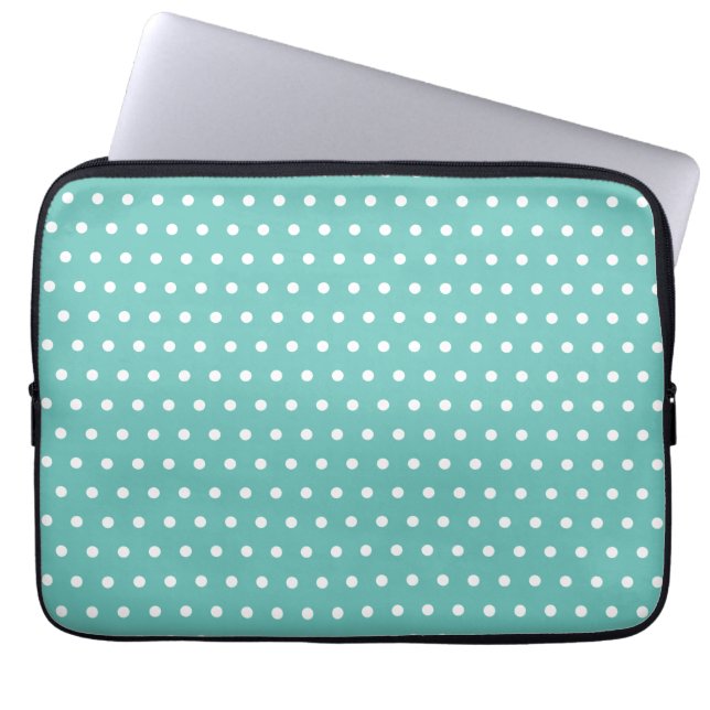 Capa Para Notebook Laptop de bolinhas (Aqua & White) (Frente)