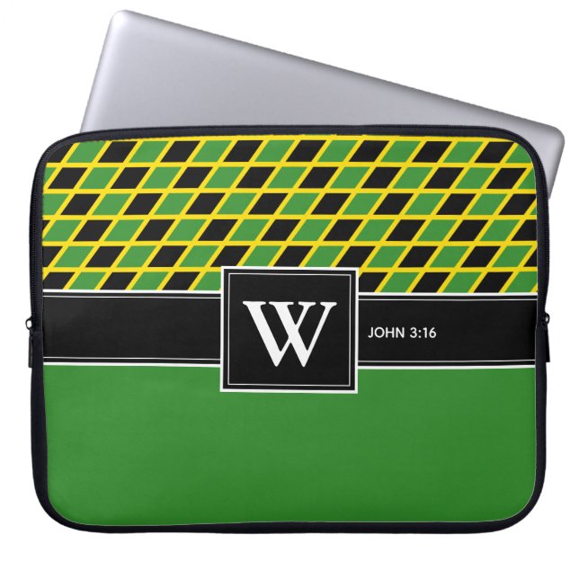 Capa Para Notebook Laptop de Escritura Cristã JAMAICA Monograma (Frente)