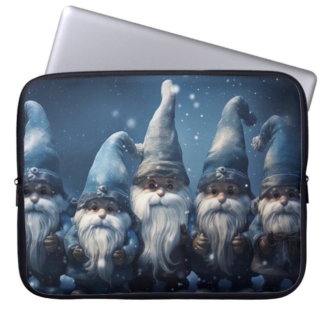 Capa Para Notebook Laptop de inverno dos Gnomos Azuis Feriados (Frente)