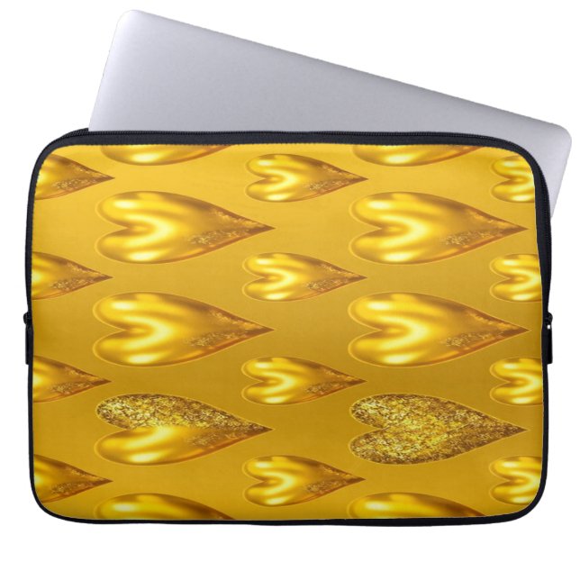 Capa Para Notebook Laptop de Luxe Dourado Hearts (Frente)