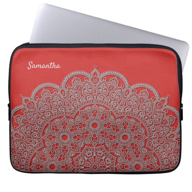 Capa Para Notebook Laptop De Mandala Branca, Com Cartazes Embalados (Frente)