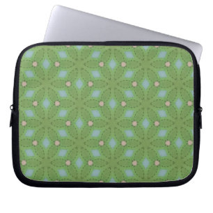 Capa Para Notebook Laptop de padrão verde e azul de folha