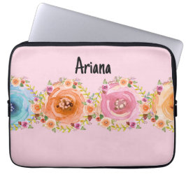 Capa Para Notebook Laptop em cor-de-rosa com flores coloridas