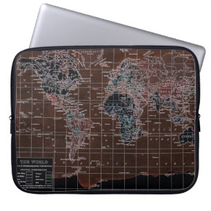 Capa Para Notebook Laptop escuro do mapa do mundo