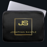 Capa Para Notebook Laptop Modelo preto para monograma Dourado criativ<br><div class="desc">Bolsa de laptop Dourada criativa de monograma negro de Modelo.</div>