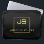 Capa Para Notebook Laptop Modelo preto para monograma Dourado criativ<br><div class="desc">Bolsa de laptop Dourada criativa de monograma negro de Modelo.</div>
