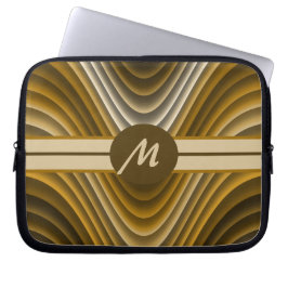 Capa Para Notebook Laptop Na moda moderno, Ouro castanho, ondas laran