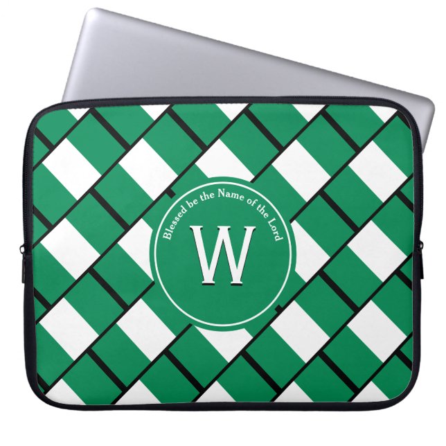 Capa Para Notebook Laptop NIGERIA FLAG Personalizado Monograma NEGRO (Frente)