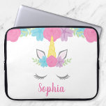 Capa Para Notebook Laptop Personalizado Floral Unicorn Face<br><div class="desc">Esta adorável bolsa de laptop de unicórnio faz um presente maravilhoso para uma garota. Personalize facilmente com um nome para fazer um presente personalizado que ela vai amar!</div>
