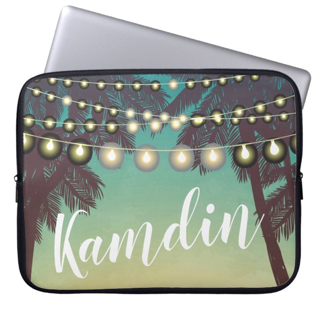 Capa Para Notebook Laptop Personalizado Praia Palmeiras Sunset S (Frente)