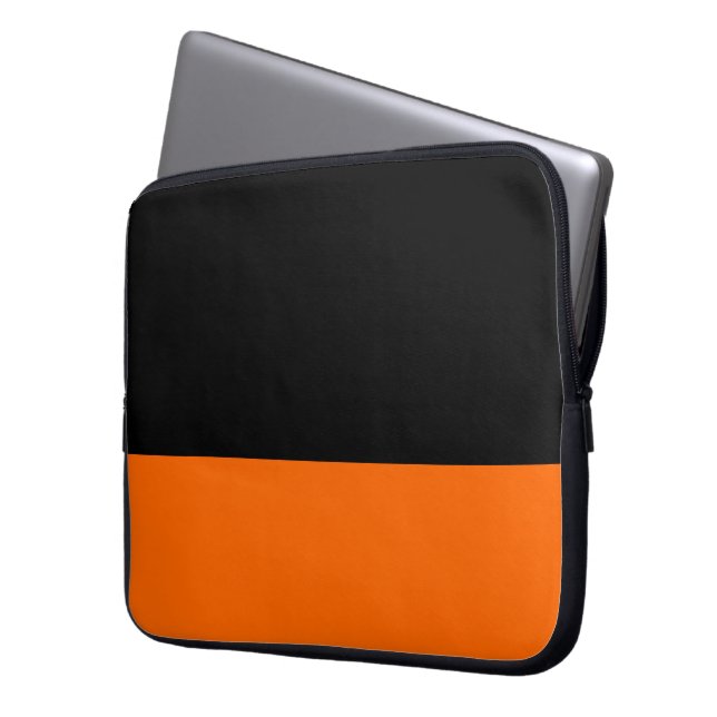 Capa Para Notebook Laptop preto e tangerino (Frente Esquerda)