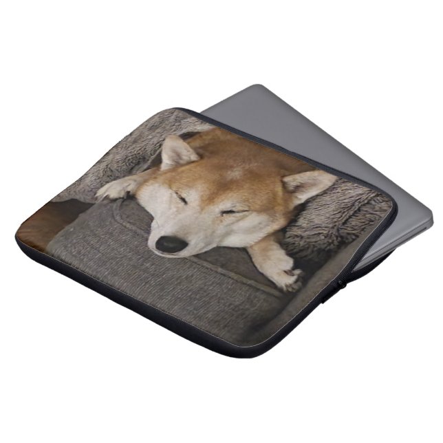 Capa Para Notebook Laptop Shiba Inu Dormindo (Frente Topo)