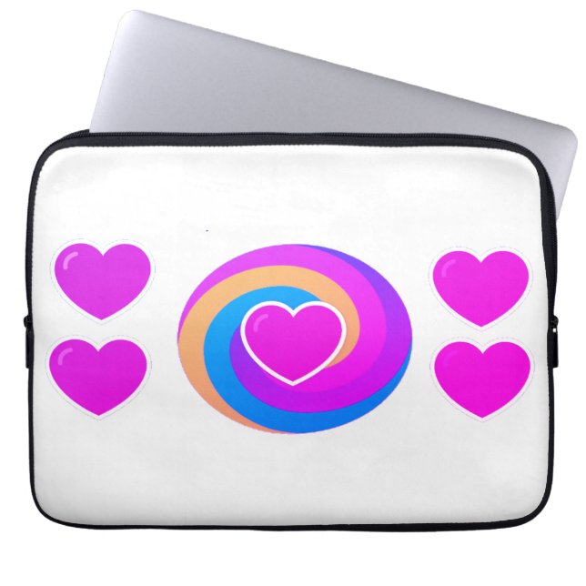 Capa Para Notebook Laptop Sleeve 15.5 and 13 inch Hearts and Rainbow (Frente)