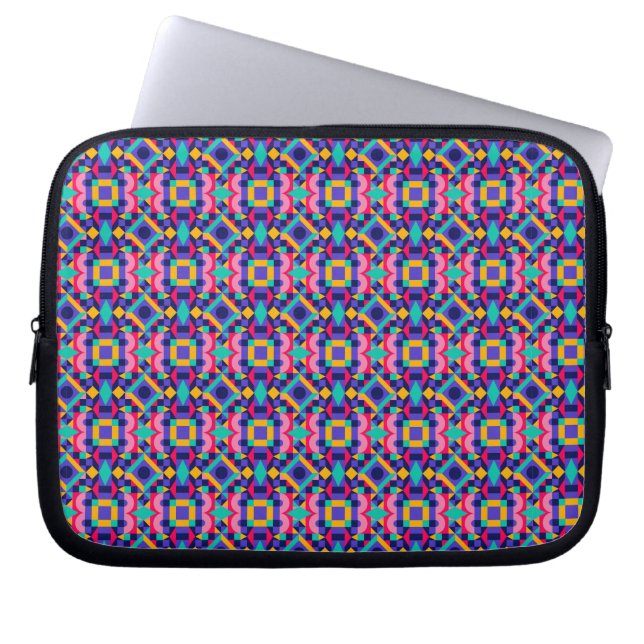 Capa Para Notebook Laptop sleeve with a vibrant geometric pattern (Frente)