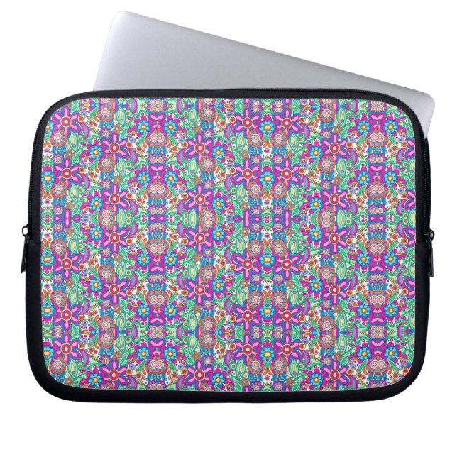 Capa Para Notebook Laptop sleeve with vibrant, symmetrical pattern  (Frente)
