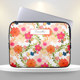 Capa Para Notebook Laranja Aquarela Floral