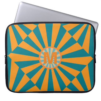 Capa Para Notebook Laranja e Azul Retro Sunbeam Monograma Legal