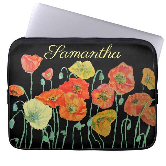Capa Para Notebook Laranja e Black Poppies Laptop vermelho-laranja fl (Frente)