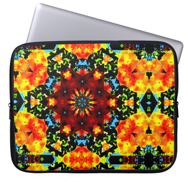 Capa Para Notebook Laranja Floral (Frente)