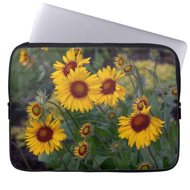 Capa Para Notebook Laranja Girassóis, Bright Summer Floral Foto (Frente)