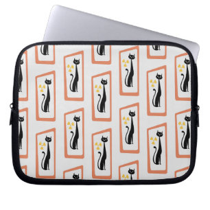 Capa Para Notebook Laranja moderna de Meio século de Gato de Schrödin