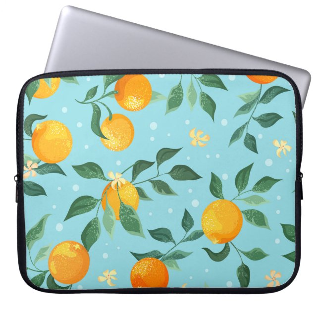 Capa Para Notebook Laranjas, flores: padrão sem costura têxtil. (Frente)