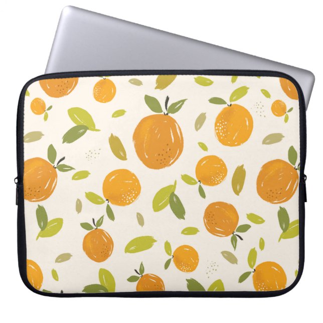 Capa Para Notebook Laranjas pintadas à mão design de fruta de padrão  (Frente)